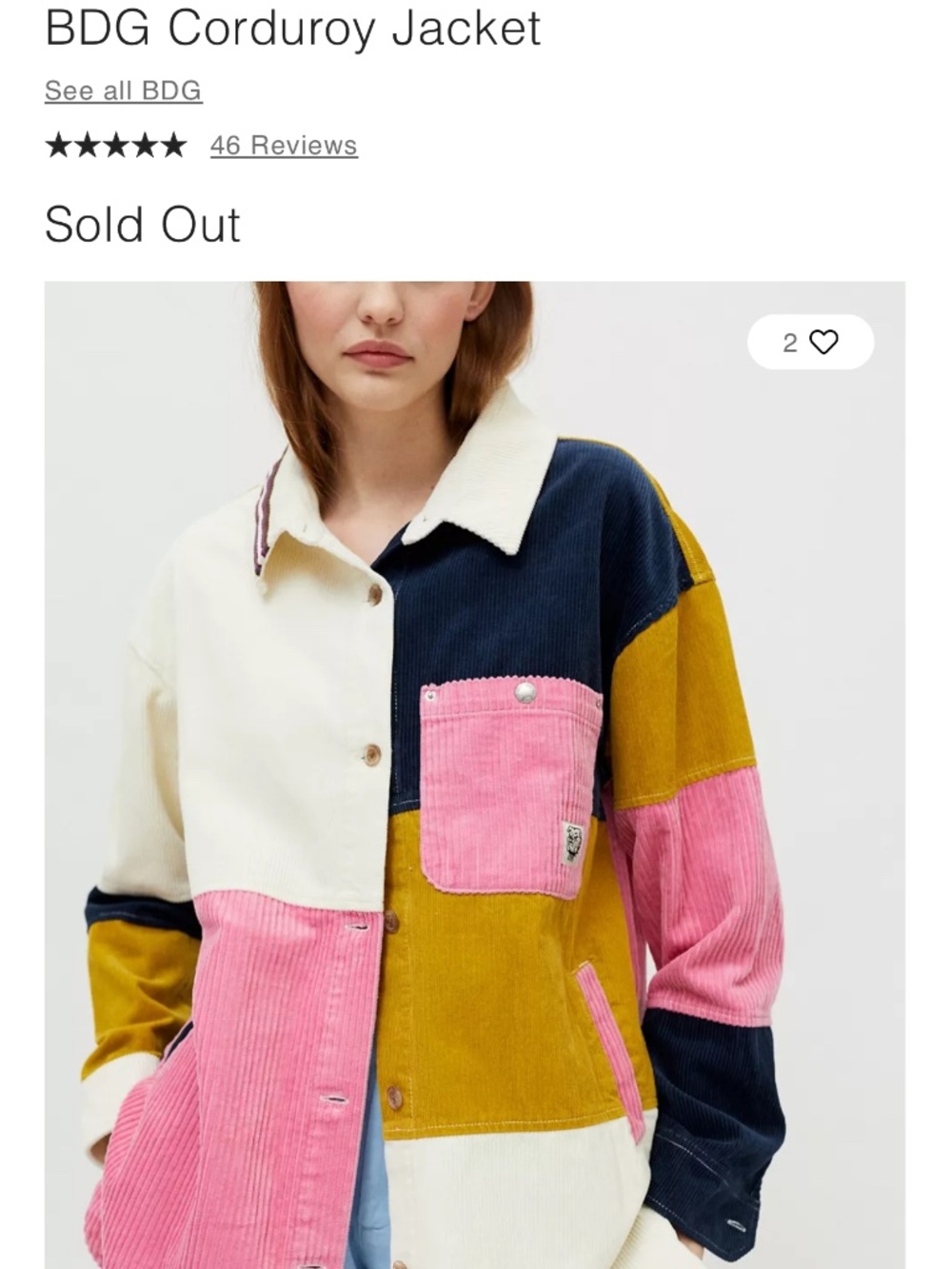 URBAN OUTFITTERS - BDG COLOR CORDUROY JACKET